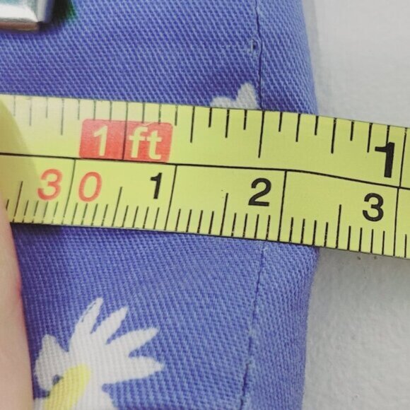 Zara Blue Pants Daisy Print Cropped High Waisted Cotton Blend Zipper XS NWOT - Picture 11 of 12